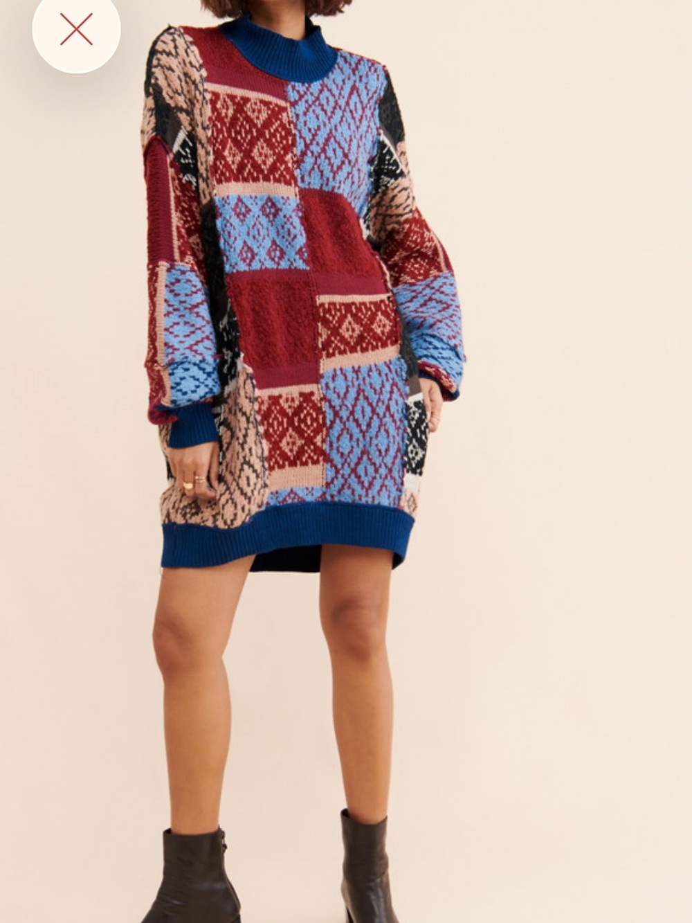 Free People Patched Argyle Sweater Dress